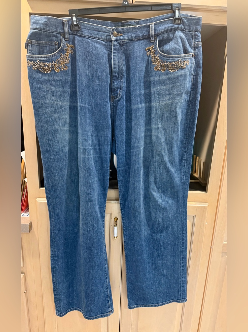 Ralph Lauren Blue Straight Leg Jeans with Bead Accents 20W